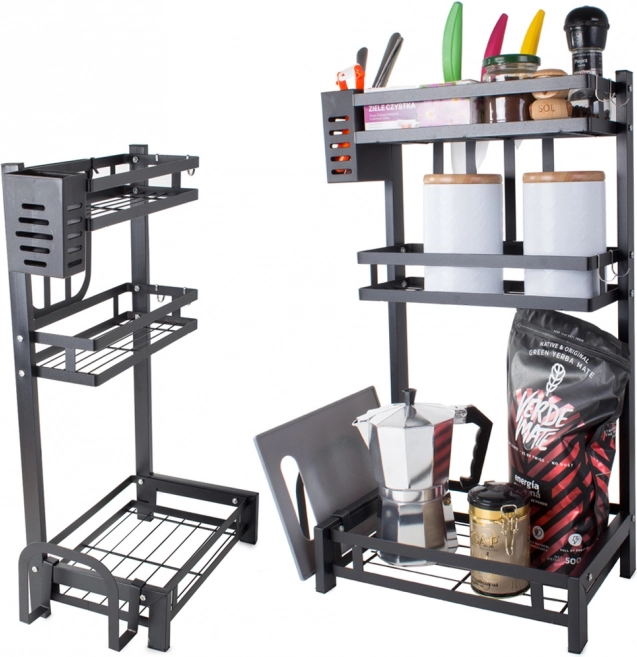 Metallist kolmekorruseline köögi korraldaja