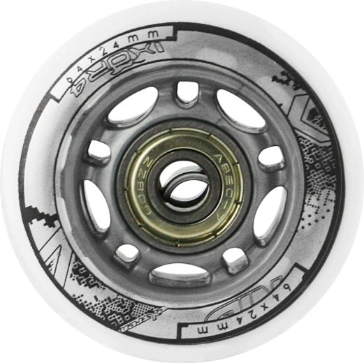 Valgete PU-rataste komplekt 64 × 24 mm ABEC 7 laagritega NILS EXTREME