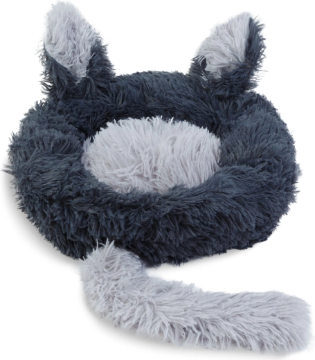 Round Plush Cat Bed 40 cm Black