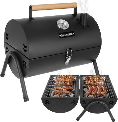 Kaasaskantav aiakivisöegrill kaane ja termomeetriga KAMINER