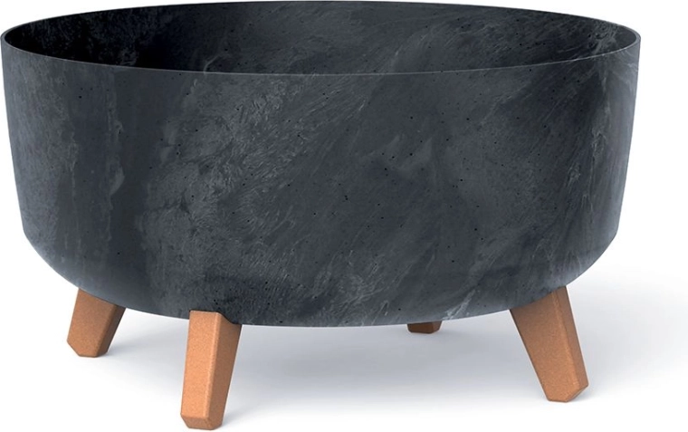 Planter with concrete effect on legs, anthracite, diameter 38 cm