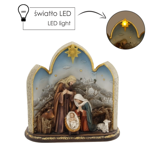 Nativity figurine with Holy Family and LED star 21 × 10 × 21 cm