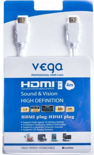 HDMI-kaabel 4 m 10,2 Gb/s valge VEGA