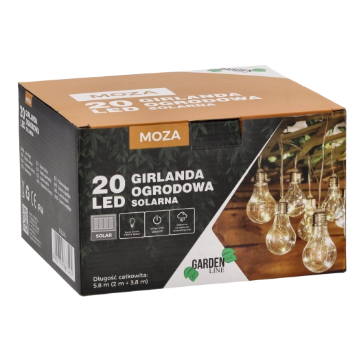 Päikesetoitel aiaguirland 20 LED sooja valge 5,8 m IP44