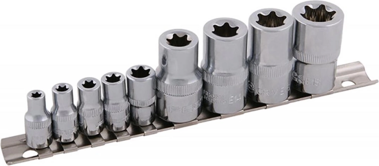 TORX padrunotsikute komplekt E5–E18 FESTA, 9 osa