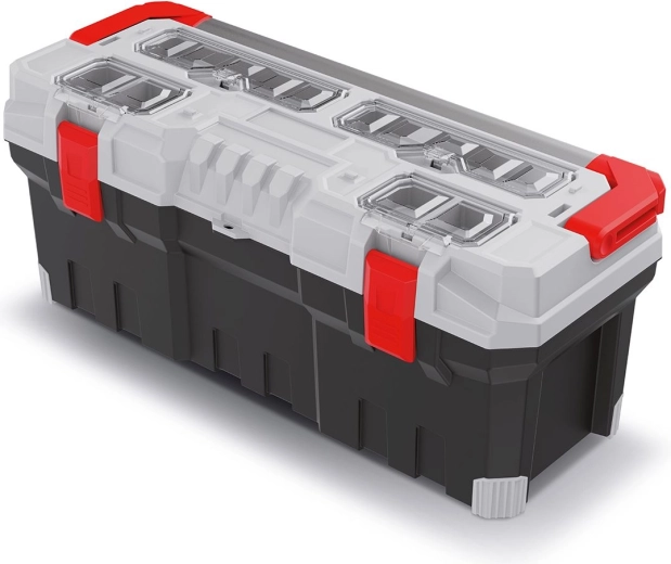 Plastist tööriistakohver TITAN PLUS metallkäepidemega, 752 × 300 × 304 mm, hall