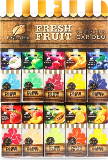 Set of hanging car air fresheners Paloma Gold Fresh Fruit – 60 pieces