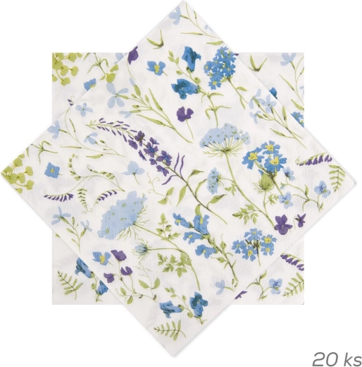 Lillemustriga paberist salvrätikud, lillad 33 × 33 cm, 20 tk