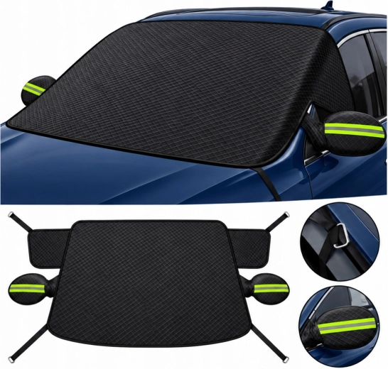 All-season windshield cover with mirror covers 260 × 114 cm