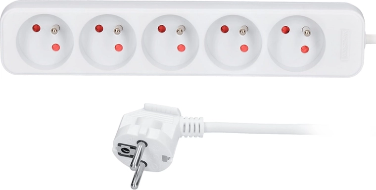 Solight extension cord 2 m, 5 sockets, white