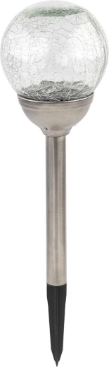 Päikeseenergial töötav aiavalgusti pall 12 cm, roostevaba teras ja klaas, 2 LED-i