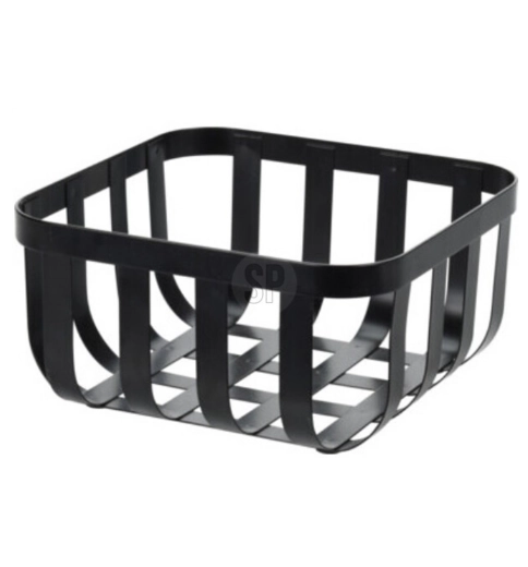 Metallist ruudukujuline puuviljakorv 19 × 19 × 9 cm – matt must, industriaalne loft