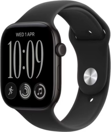 Apple Watch Series 12 GPS 46 mm musta alumiiniumkorpuse ja musta spordirihmaga M/L