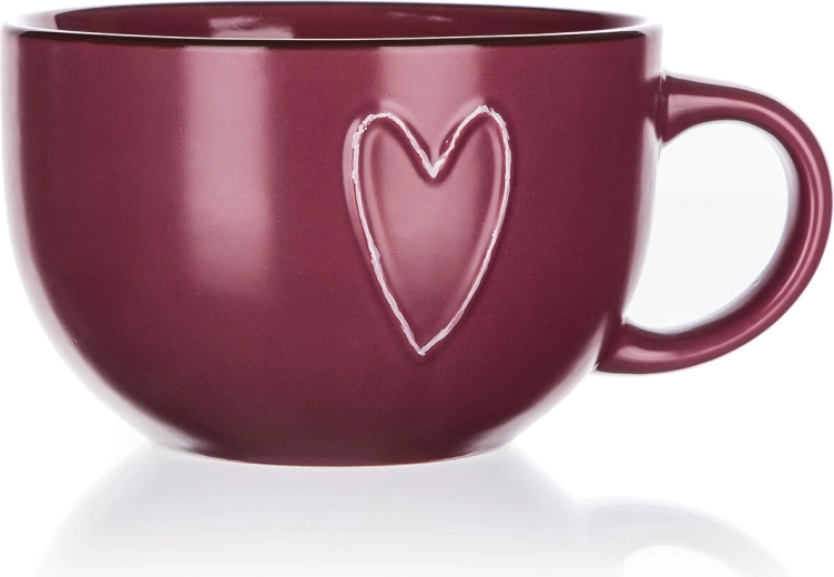 Keraamiline jumbo kruus Heart 730 ml, bordoopunane