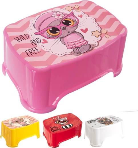 Plastic kids step stool Cute, max load 80 kg, assorted