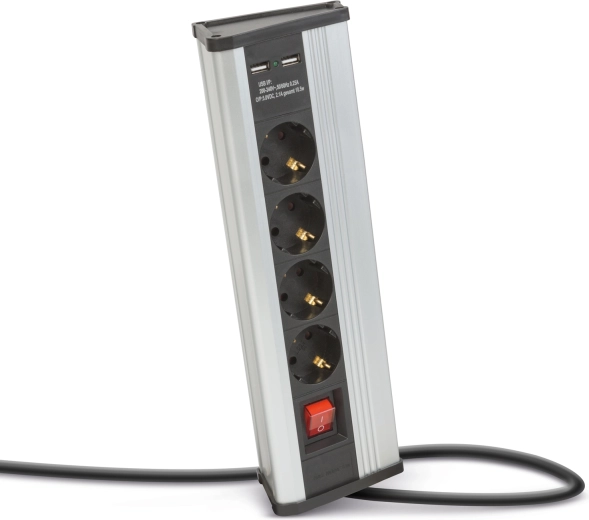 Nurgapikendusjuhe lüliti, 4 pistikupesa ja USB-portidega