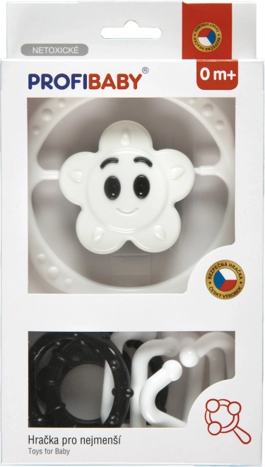 Mustvalge kõristikukomplekt – kärukett ja tähekese/lillekese kõristi