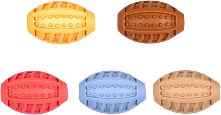 Piiksuv rugby-pall väljaulatuvate nupukestega 10 cm – 1 tk