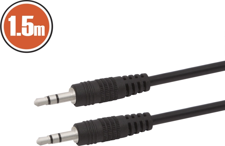Audio kaabel Jack 3,5 mm – Jack 3,5 mm, 1,5 m, must