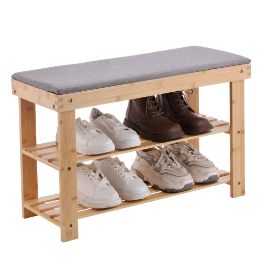 Bambusest pink jalanõuderiiuliga 70 × 28 × 45 cm – 1 tk