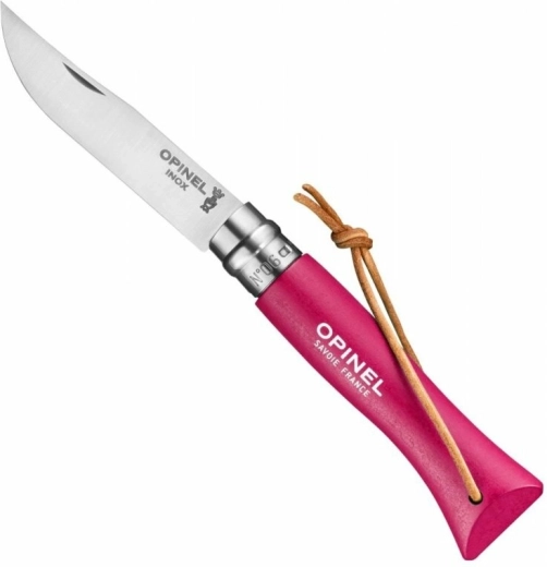 Opinel N°06 Trekking Raspberry taskunuga, vaarikaroosa pöögipuu