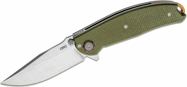 CRKT Butte assist-avamisega taskunuga, D2, stonewash, roheline G10