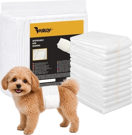 Purlov disposable absorbent dog diapers size S–M 30–46 cm (12 pcs)