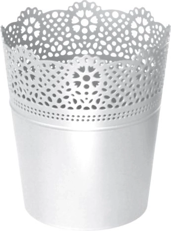 Pitsmustriga lillepott LACE 13,5 cm valge