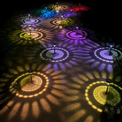 Sooja valge ja RGB LED-valgustusega päikeseenergial töötav maasse torgatav valgusti, must