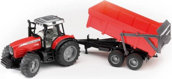 Bruder traktor MASSEY FERGUSON kallutatava haagisega, punane