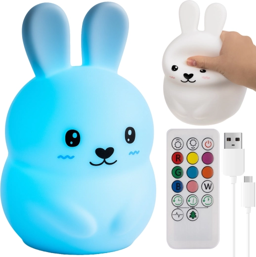 Izoxis laste öölamp LED RGB jänes kaugjuhtimispuldiga