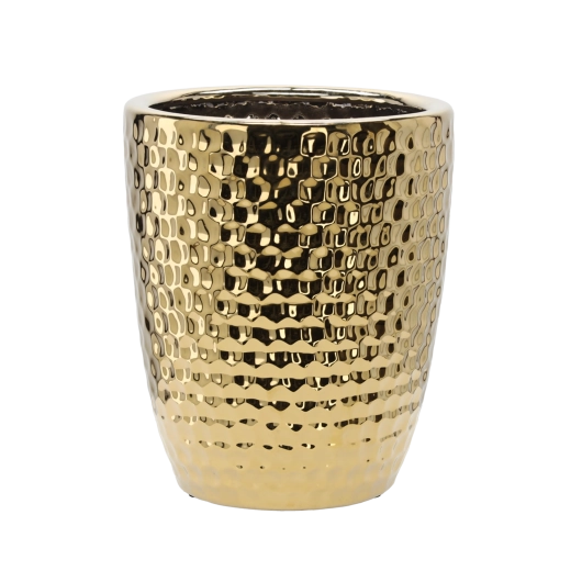 Keraamiline lillepoti ümbrispott, kuldne kärjemuster, 31,5 × 31,5 × 38,5 cm