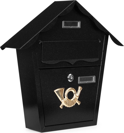 ModernHome tsingitud terasest seinale kinnitatav postkast, must