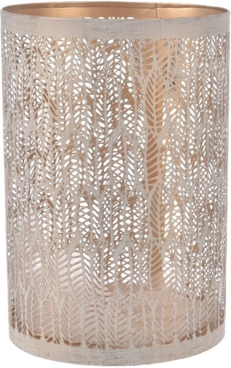 Metal LEAF Candle Holder, Beige-Gold