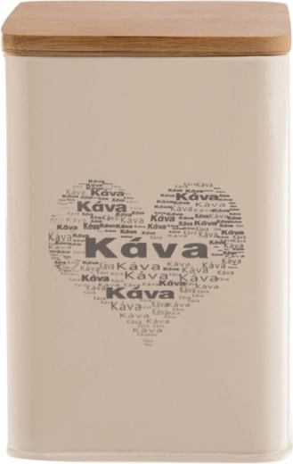 Metal and wooden coffee tin with heart motif