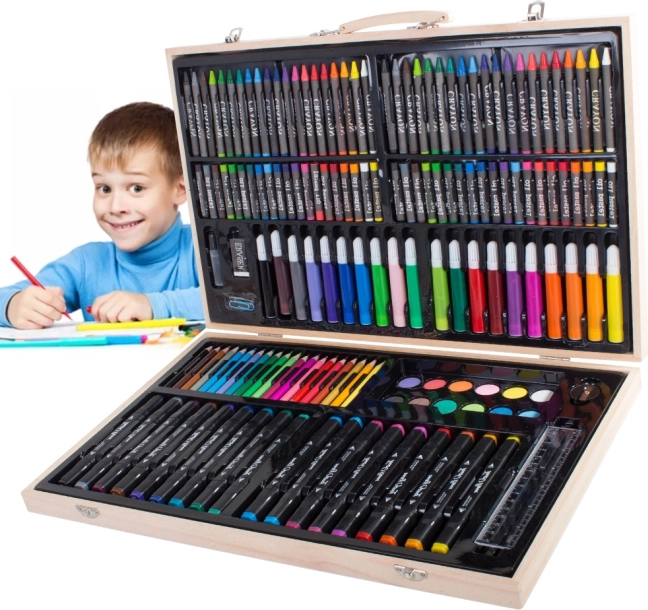 Kunsti joonistuskomplekt puidust korpuses