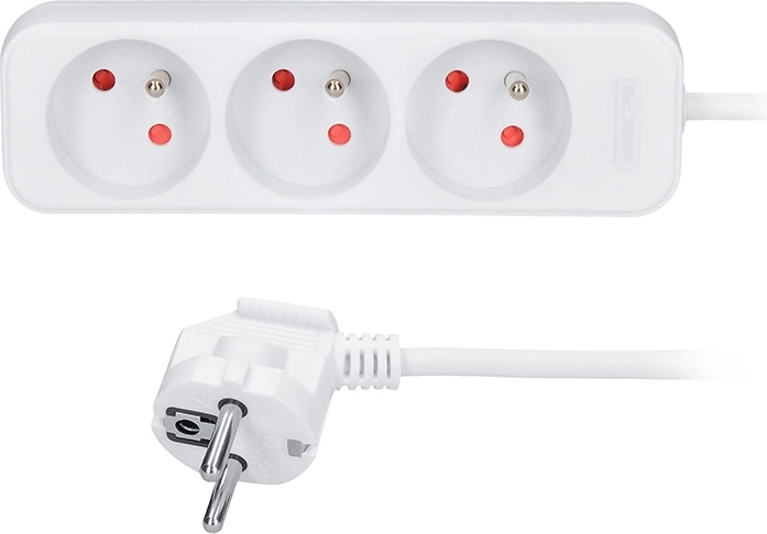 Solight Extension Lead with 3 Sockets, 3 m, White