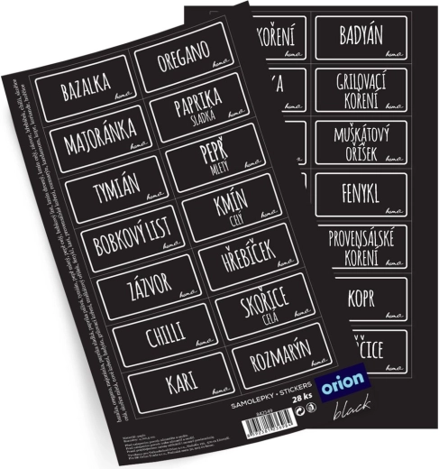 Kleebised purkidele Black ristkülik 28 tk CZ