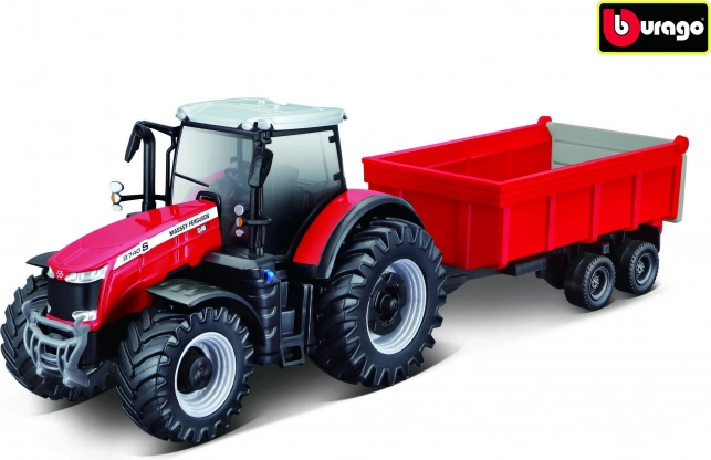 Bburago talutraktoor Massey Ferguson 8740S haagisega 1:50