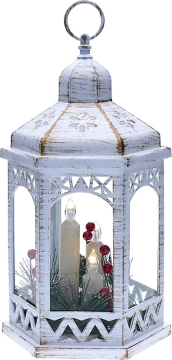 Solight LED Christmas lantern, white, 33 cm, with 3 LED candles