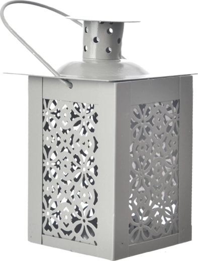 Dekoratiivne hall metall-latern 12 cm