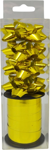 Set of metallic gold gift bows, 2 pcs (width 6 mm)