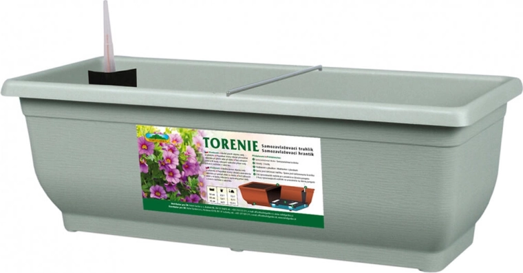 Self-watering planter box TORENIE Modern 50 cm light green