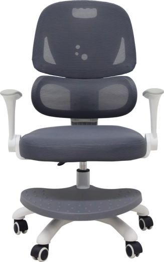 Ergonomic children’s swivel desk chair with footrest, grey