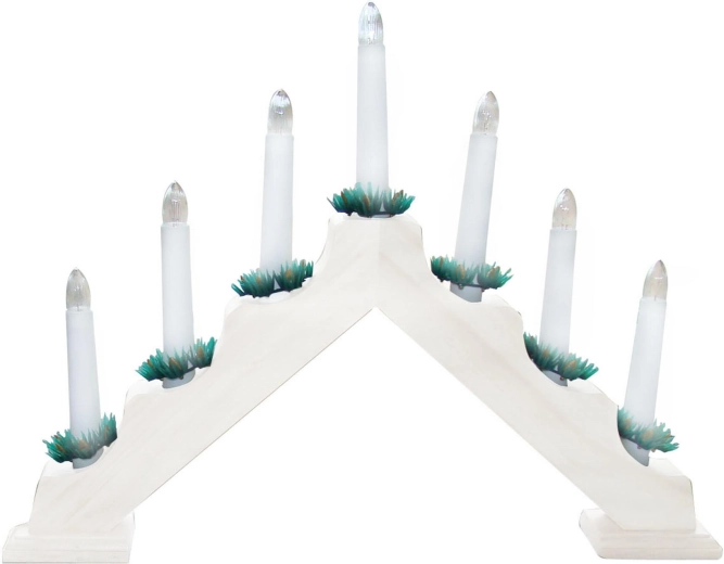 Electric Christmas pyramid candle holder with 7 candles, white