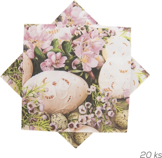 Paberist salvrätikud munade ja lillede motiiviga 33 × 33 cm, 20 tk