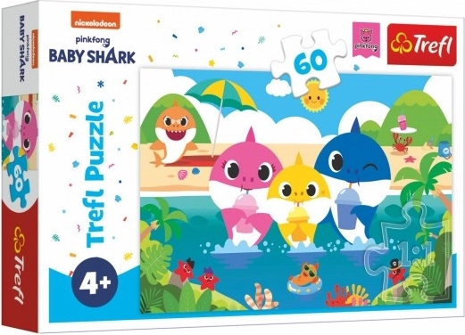 Puzzle Baby Shark – haipere puhkusel, 60 tükki (33 × 22 cm)