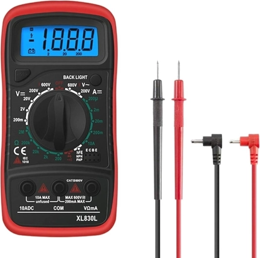 Digitaalne multimeeter XL830L LCD-ekraani ja 2 sondiga