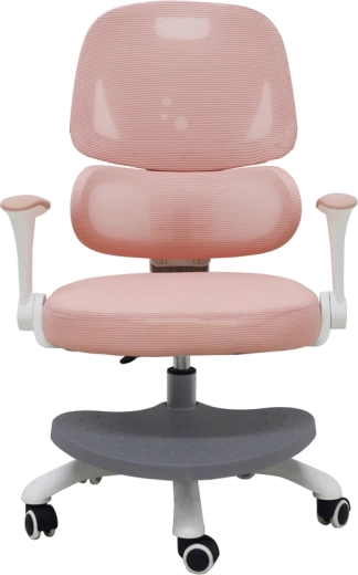 Ergonomic kids swivel desk chair with footrest, pink