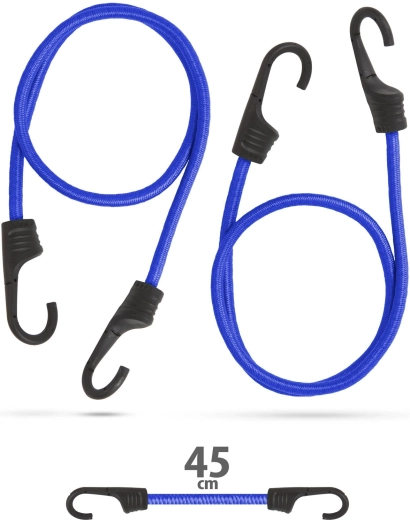 Set of blue bungee cords, 45 cm, 2 pieces